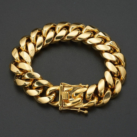 Cadena de eslabones de acero inoxidable chapada en oro de 18 quilates