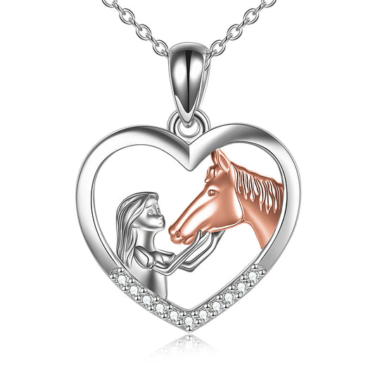 Colgante de caballo y corazón de nácar